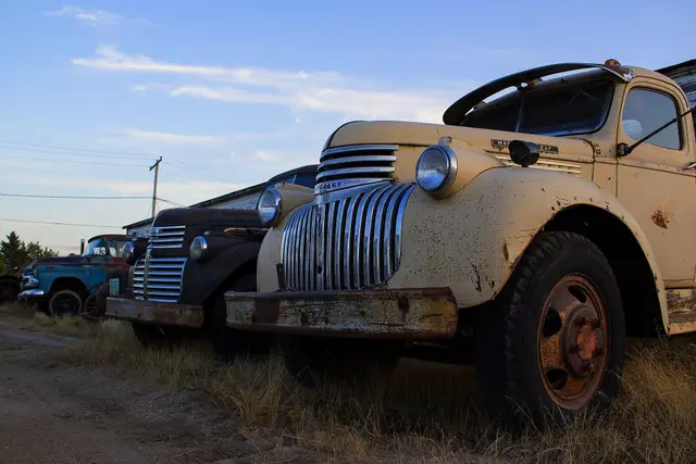 Old trucks in a row, Fillmore